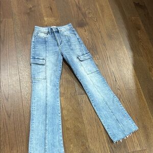Women's Light Blue Cargo Jeans